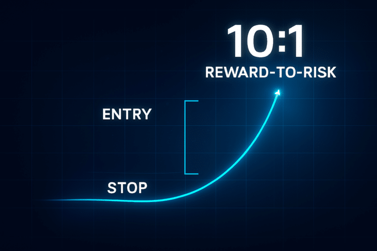 futuristic image showing high risk to reward trade opportunities in a visual way - 10:1.
